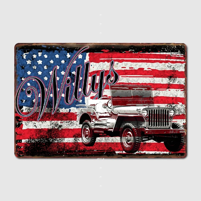 

Металлическая табличка Willys Jeep винтажный флаг США