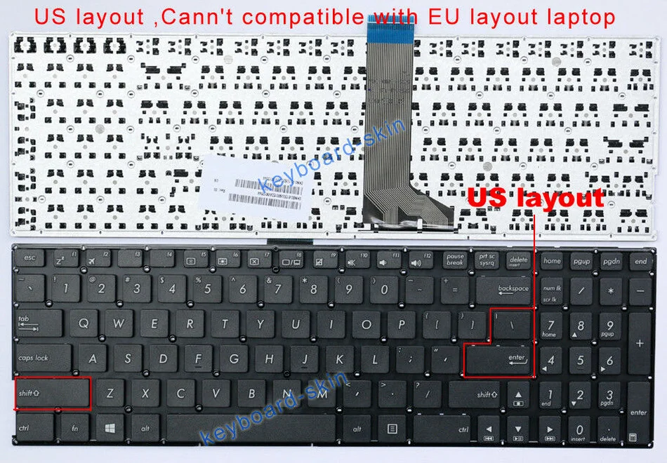 

Новая клавиатура US для ноутбука ASUS X503 X551 X553 X554 X555 K553 K555N A555 F551 F551M F555 R512 W519 R556 R556LA FL5500L FL5600L