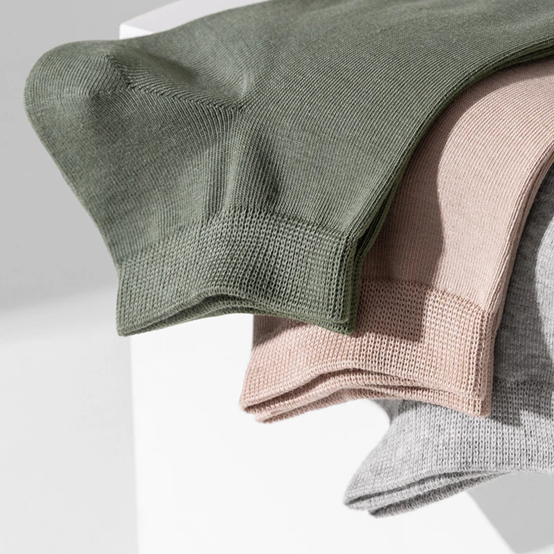 Solid Color Men's Socks 2 Pairs Absorb Sweat And Breathe Summer Thin Men Of Low Tube Socks High Elastic, Classic And Versatile