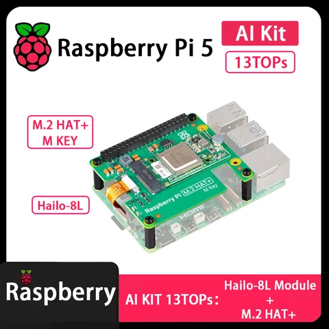 Официальная плата расширения Raspberry Pi 5 M.2 HAT + Gen2 Gen3 NVME M.2 SSD 2230/2242, размер M Key PCI Express GPIO для RPI5 Pi5