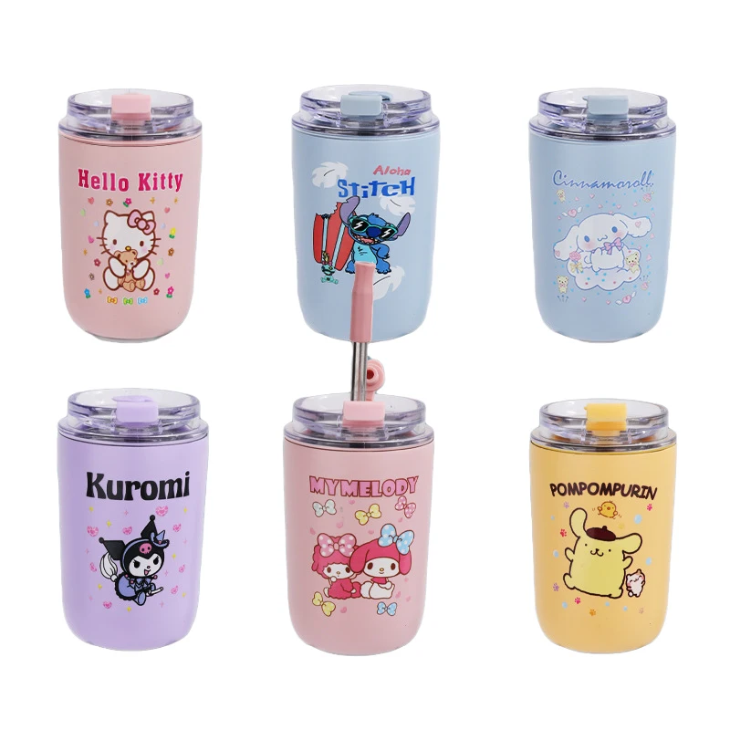 

10 унций Kawaii Sanrios аниме Kuromi Melody Cinnamoroll Purin Dog портативная карманная чашка модная соломенная чашка Автомобильная чашка Ins Wind кофейная чашка