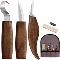 5 pcs walnut wood woodworking cutter chisel hand tool set wood carving knife diy peeling wood carving sculpture carving cutter