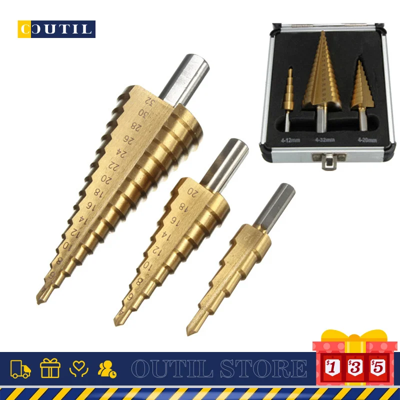 

3 шт., набор сверл из быстрорежущей стали с титановым покрытием