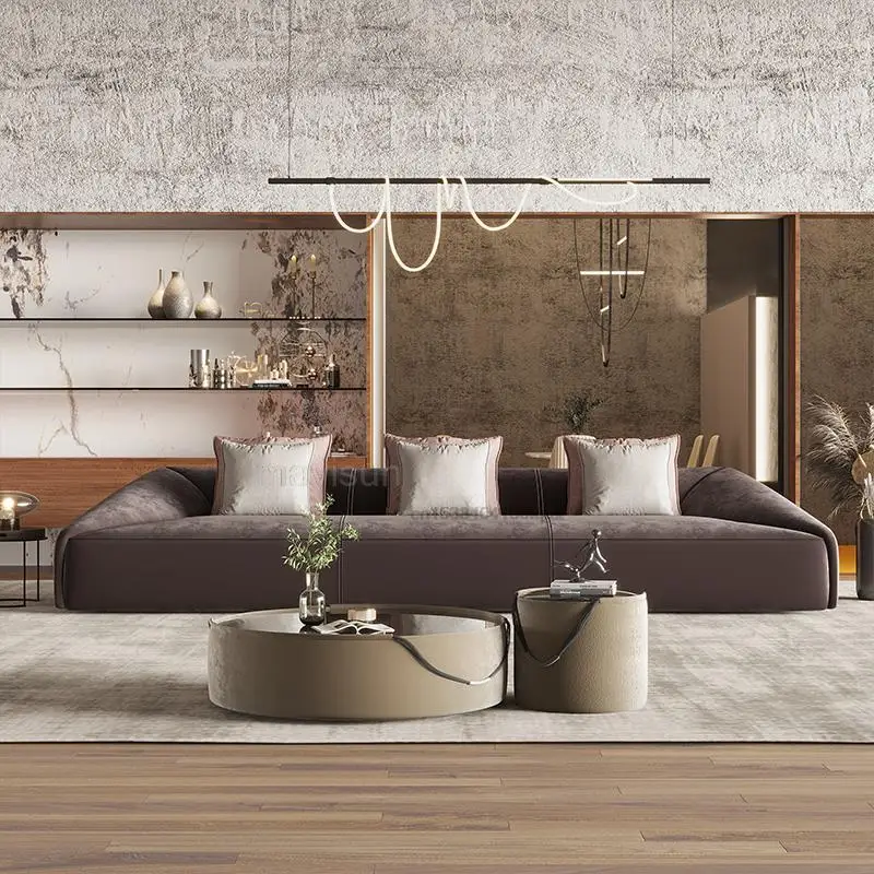 

Modern Minimalist Nano Living Room Disposable Flannel Sofa Small Apartment Combination Nordic Simple Straight Line Fabric Sofa