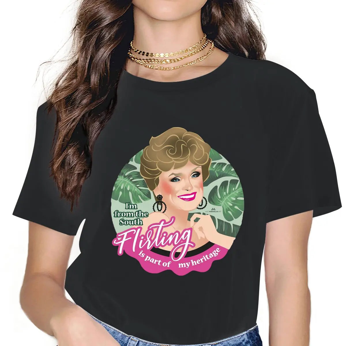 Women's Flirting Essential T Shirts Golden Girls Comedy Family Friendship Bea Arthur Clothes Vintage Short Sleeve O Neck Tee