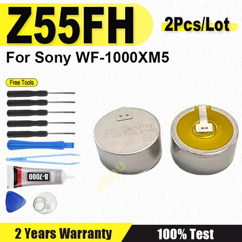 Фото 2 шт./лот Z55FH для аккумулятора ZeniPower высокой емкости 90 мАч для Sony WF-1000XM5 1000 XM5 наушники аккумулятор Z55FH + инструменты №1