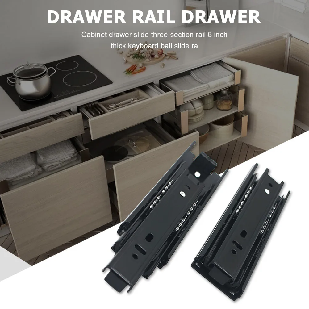

Three-Section Cabinet Slides Drawer Ball Bearing Drawer Runners Slides Rail for Household Bedroom Accessories