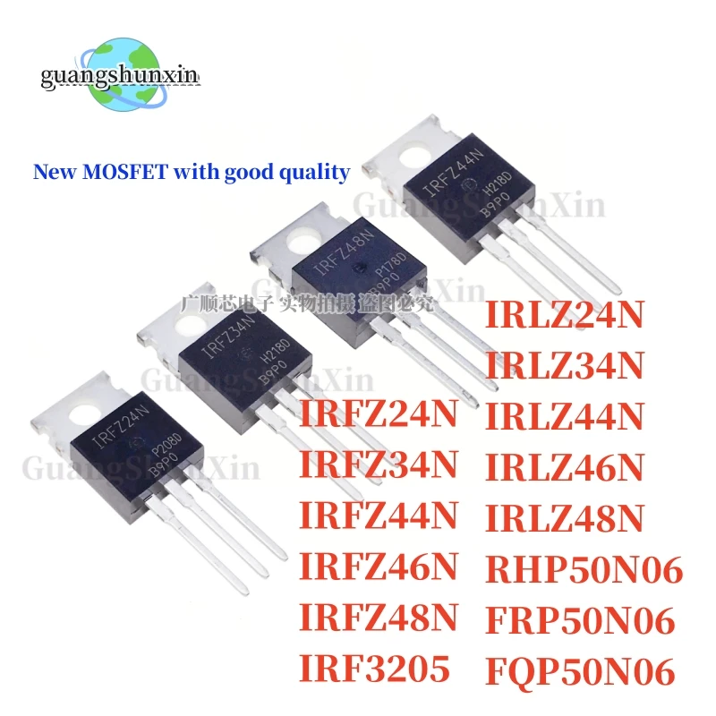 10 шт. IRFZ24N IRFZ34N IRFZ44N IRFZ46N IRFZ48N IRF3205 IRLZ24N IRLZ34N IRLZ44N IRLZ46N IRLZ48N RHP50N06 FRP50N06 FQP50N06 MOSFET