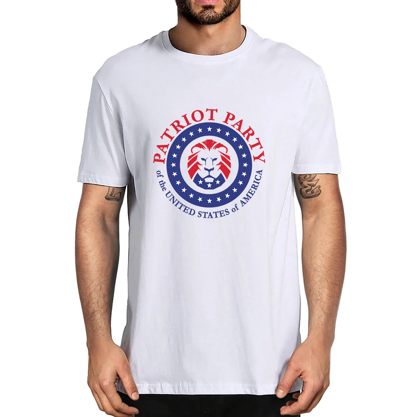 

Patriot Party Shirt MAGA- Time to Rise Support out President Conservative Lion Patriotic Men's 100% Cotton T-Shirt Women Tee