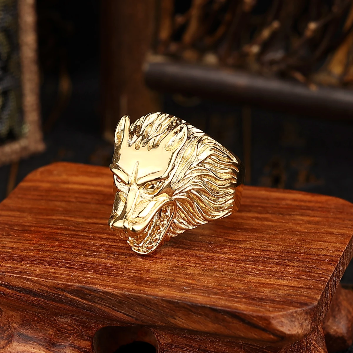 

316 Stainless Steel Men's Ring Animal Retro Personality Wolf Head High Quality Boyfriend Creative Jewelry Gift Wholesale