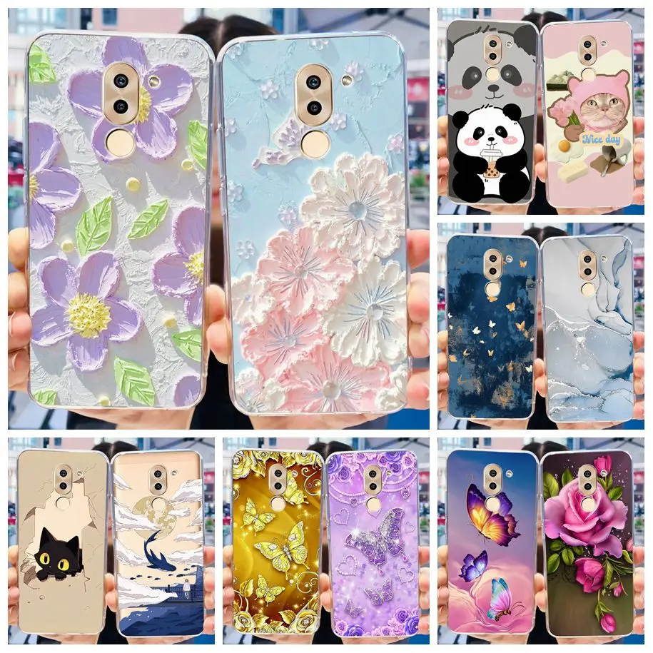 Чехол для Honor 6X искусственная задняя крышка модный прозрачный силиконовый мягкий