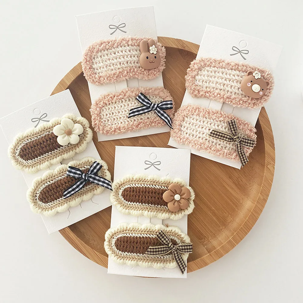 

Cute Plush Hairpins Handmade Knitted Barrettes Cartoon Hair Clips For Women Baby Korean Style Hair Pins Girls Hair Accessories