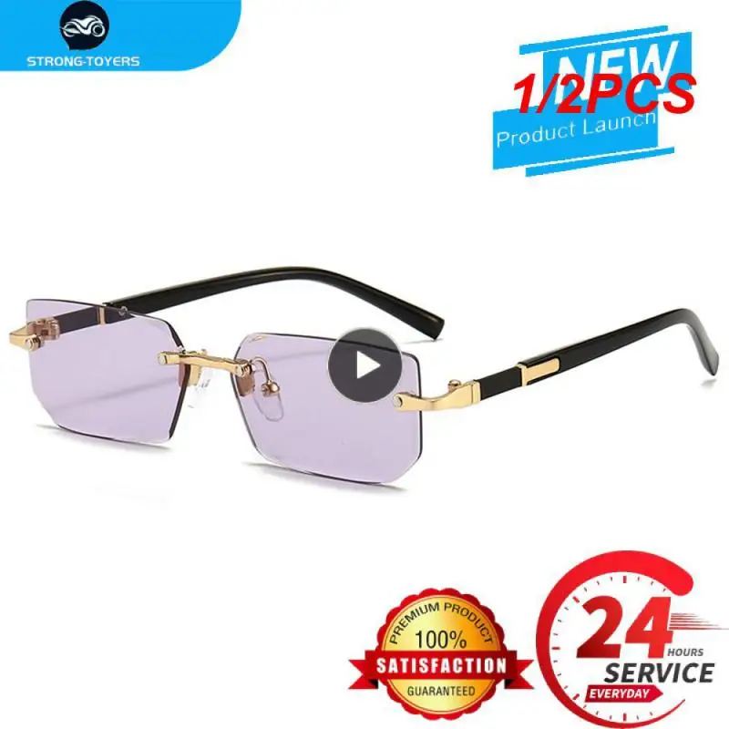 

Очки солнцезащитные без оправы UV400 для мужчин и женщин, Модные прямоугольные солнечные аксессуары с градиентными линзами, в стиле панк, без оправы, с защитой от ультрафиолета, 1/2 шт.