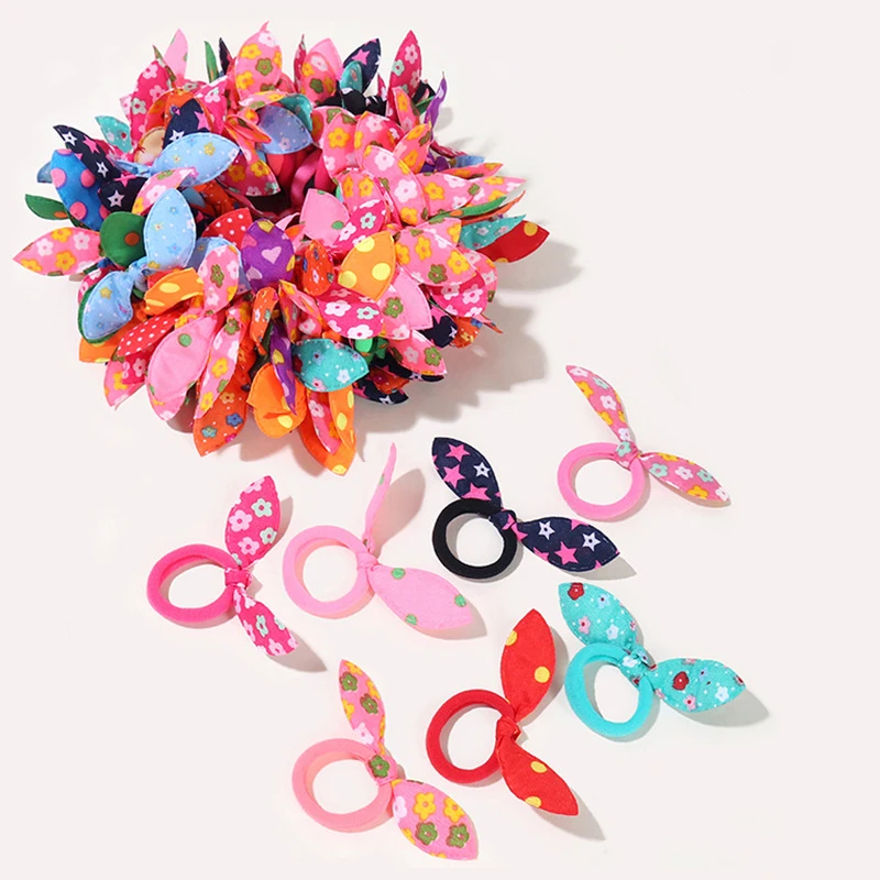 

10/100Pcs/Set Girls Colorful Nylon Small Elastic Hair Bands Kids Cute Bow Hair Bands Ponytail Holder Headband Hair Accessories