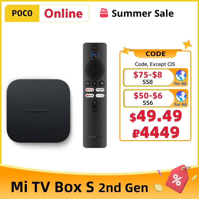 Original Global Version Xiaomi Mi TV Box S 2nd Gen Quad Core 4K Ultra HD Dolby Vision HDR10+ Google Assistant Media Player