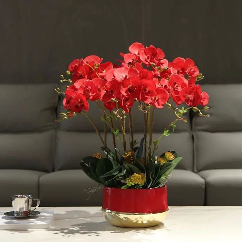 

2 Heads Butterfly Orchid Phalaenopsis Branch ( Flower Per Stem) Latex Coating Petal Wedding Table Decoration Party INDIGO