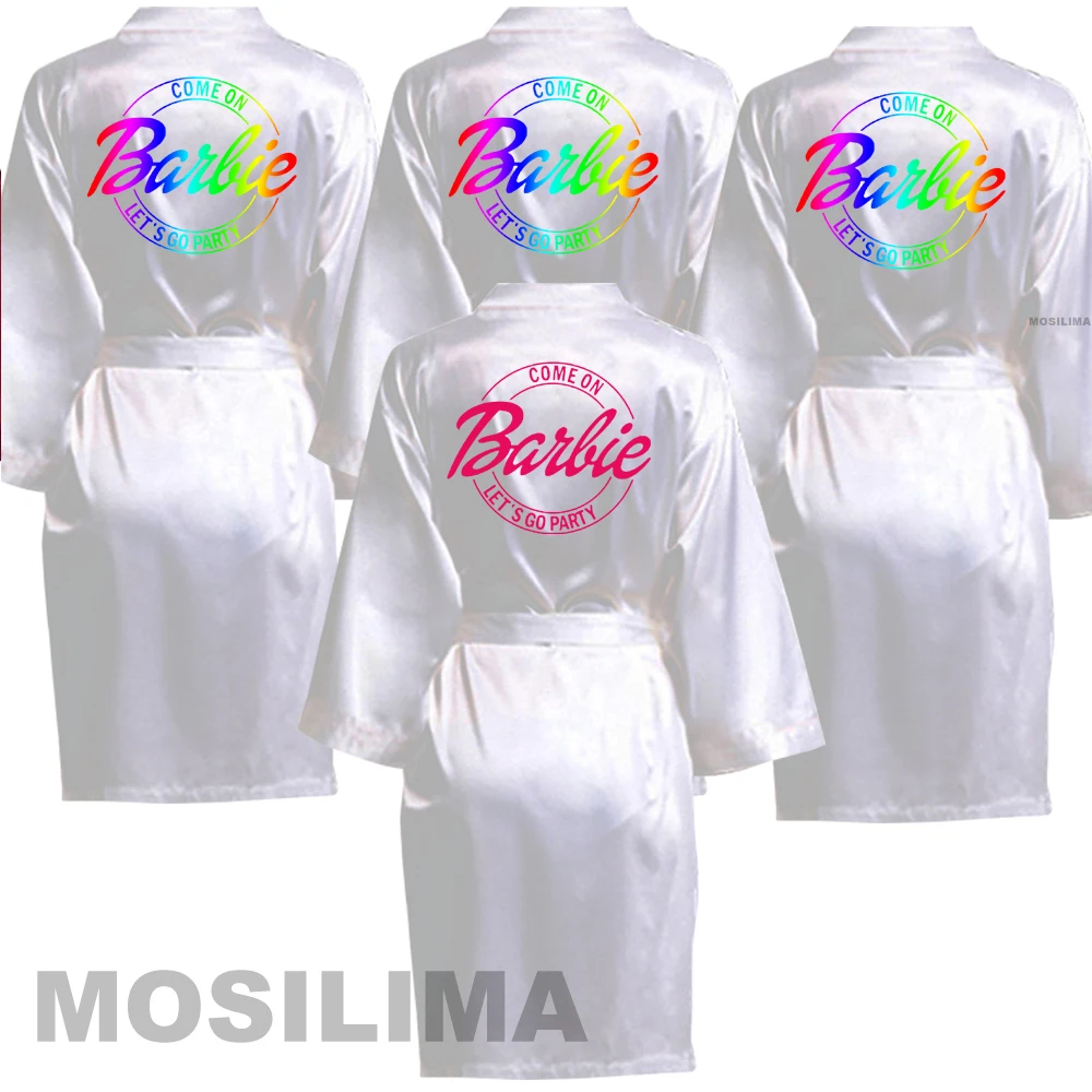 

Women Silk Satin Short Night Printing Robe Kimono Robe Fashion Bath Robe Sexy Bathrobe Femme Wedding Bride Bridesmaid Robe SP223