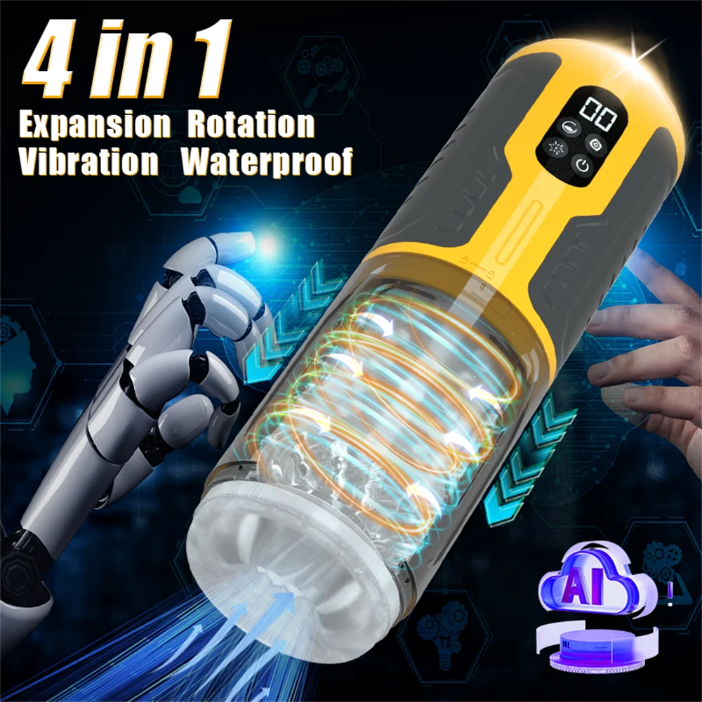 Телескопический вращающийся вибрационный мужской мастурбатор тренажер для