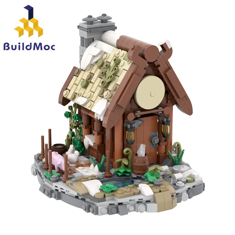 

MOC-101647 Viking Farm Building Blocks Kit Medieval Peaceful Village House Architecture Brick Model DIY Kid Toys Birthday Gift