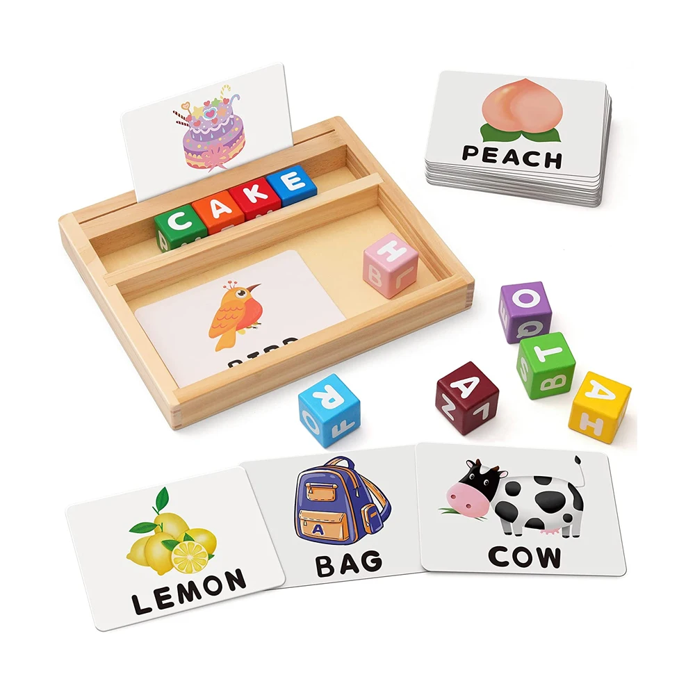 

Montessori Teaching Aids English Words Spelling Table Games Wooden Letters Blocks Early Learning Educational Cognition Kids Toys