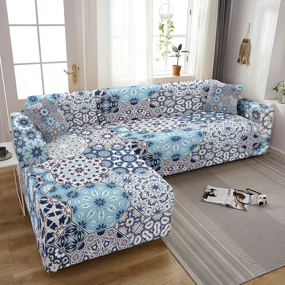 

Mandala Sofa Cover Stretch 3D Flower Printed Elastic Couch Cover Case for Corner Sectional Sofa Funda De Sofa Housse Canapé
