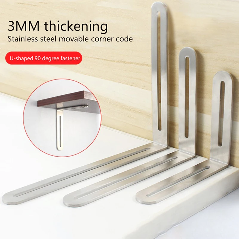 

Stainless Steel Shelf Bracket Support Triangle Corner Stand Adjust Angle Trestle 90 Degree L-shaped Furniture Connector Hardware