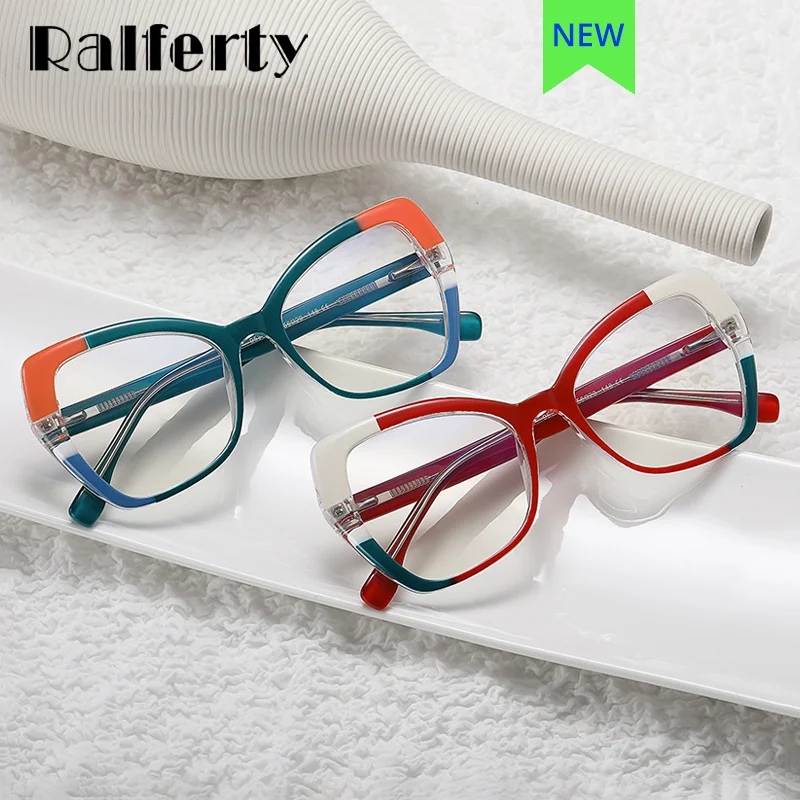 

Ralferty 2022 декоративная Женская оправа для очков модная TR90 Весенняя петля очки по рецепту анти-синяя 0 диоптрия оправа для очков