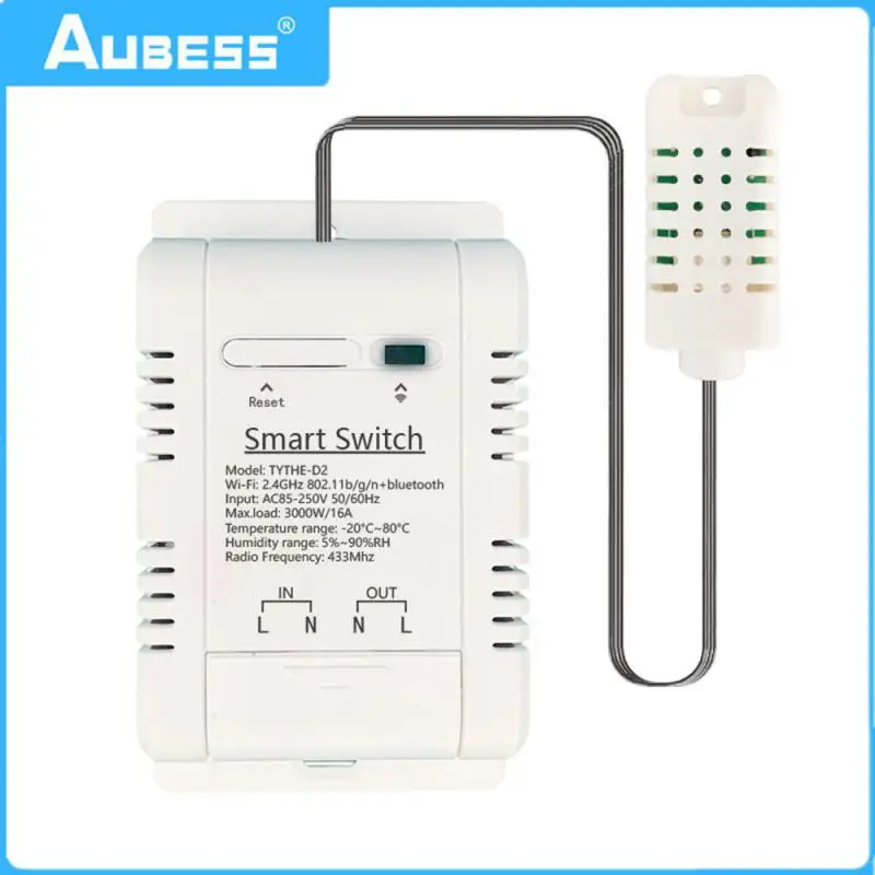 

With Alexa Google Home Wifi Smart Switch App Remote Control Electricity Statistics Smart Temperature And Humidity Sensor 16a