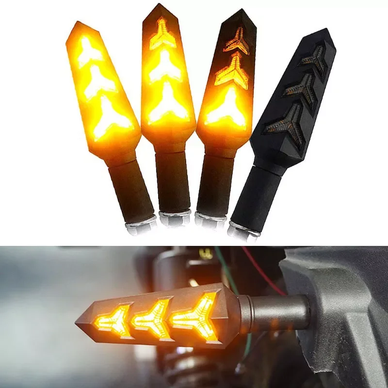 

2pcs Motorcycle Flowing Water LED Turn Signal Light Indicator Lamp Arrow Flash Warning Universal Motorcycle Tail Flasher