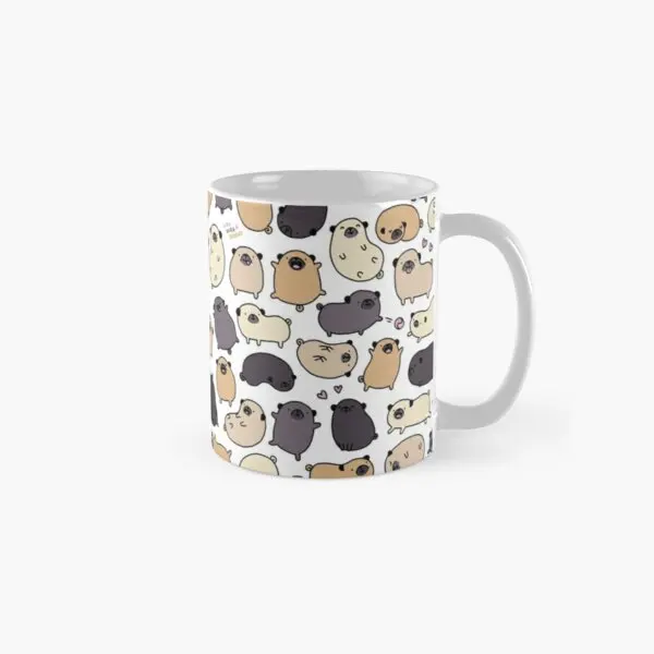 Pug Life Doodle Classic  Mug Simple Picture Image Gifts Design Tea Handle Round Drinkware Cup Printed Coffee Photo