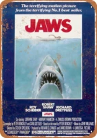 metal tin sign 1975 jaws movie vintage wall plaque man cave poster decorative sign home decor for indoor outdoor birthday gift