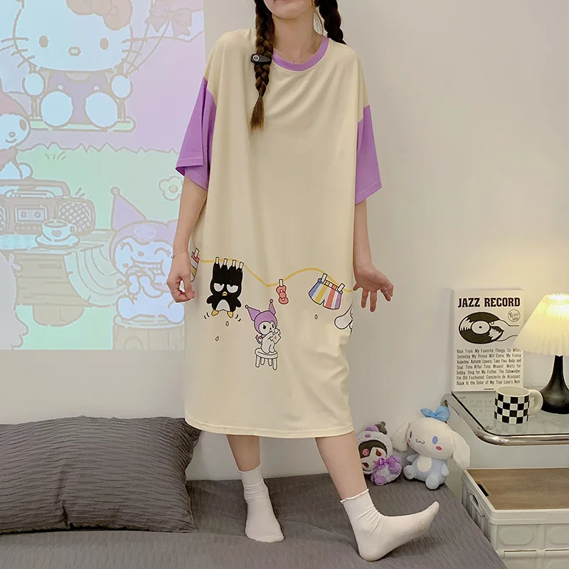 

Sanrios Kuromi My Melody Cinnamoroll Anime кавайная Пижама, летняя Милая Домашняя одежда с мультяшными животными, ночная рубашка с коротким рукавом