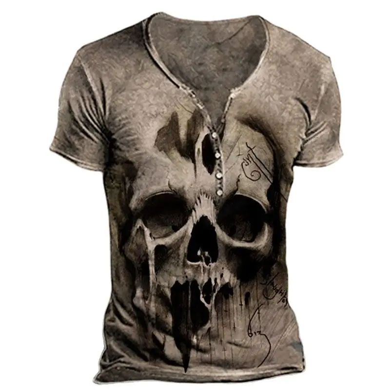 

Футболка мужская хлопковая с V-образным вырезом, уличная одежда, топ с коротким рукавом, на пуговицах, большие размеры d, европейские размеры,...