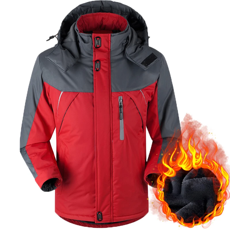 

Men's Plush Windproof Outdoor Men's Warm Cotton Coat Large Waterproof Coat Windbreaker Winter Jackets and Coats Homme 5XL E202