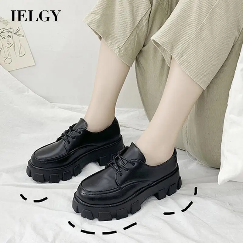 

IELGY all-match British style retro small leather shoes women
