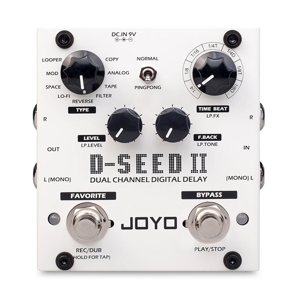 JOYO-pedales Looper de retardo de D-SEED-II para guitarra eléctrica, multiefecto Pedal de bajo, 8 modos de retardo, TAP TEMPO, estéreo, piezas de guitarra
