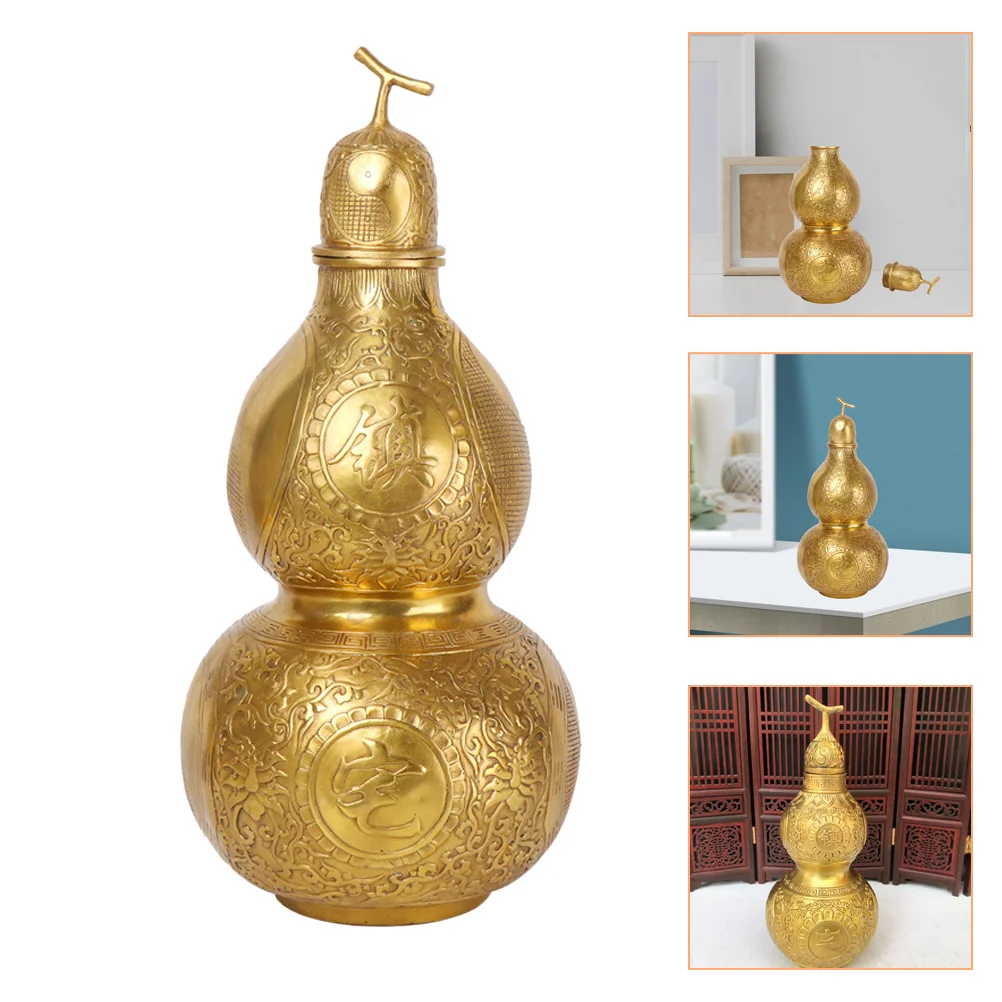 

Gourd Wu Lou Chinese Calabash Statue Shui Feng Lucky Wealth Copper Ornament Decoration Sculpture Figurine Brass Decor Hanging