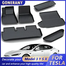 For Tesla Model S Floor Mats 2021- All Weather Floor Mat Front Rear Cargo Liner Mat OEM Waterproof Anti-Slip Floor Mat Custom