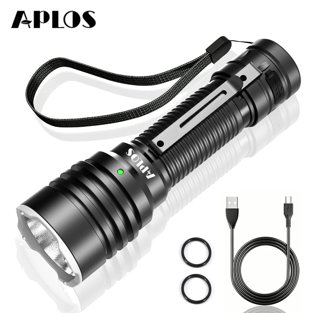 

APLOS T03 Rechargeable Tactical Flashlight - 5000 Lumen EDC Professional Tactical Torch Lanterna with High Capacity Power Supply