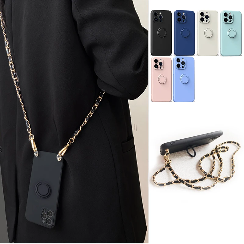 Кожаный ремешок с кольцом-держателем для Samsung Galaxy S24 S23 S21 S22 Ultra S20 FE S10 Note 20 10 Plus