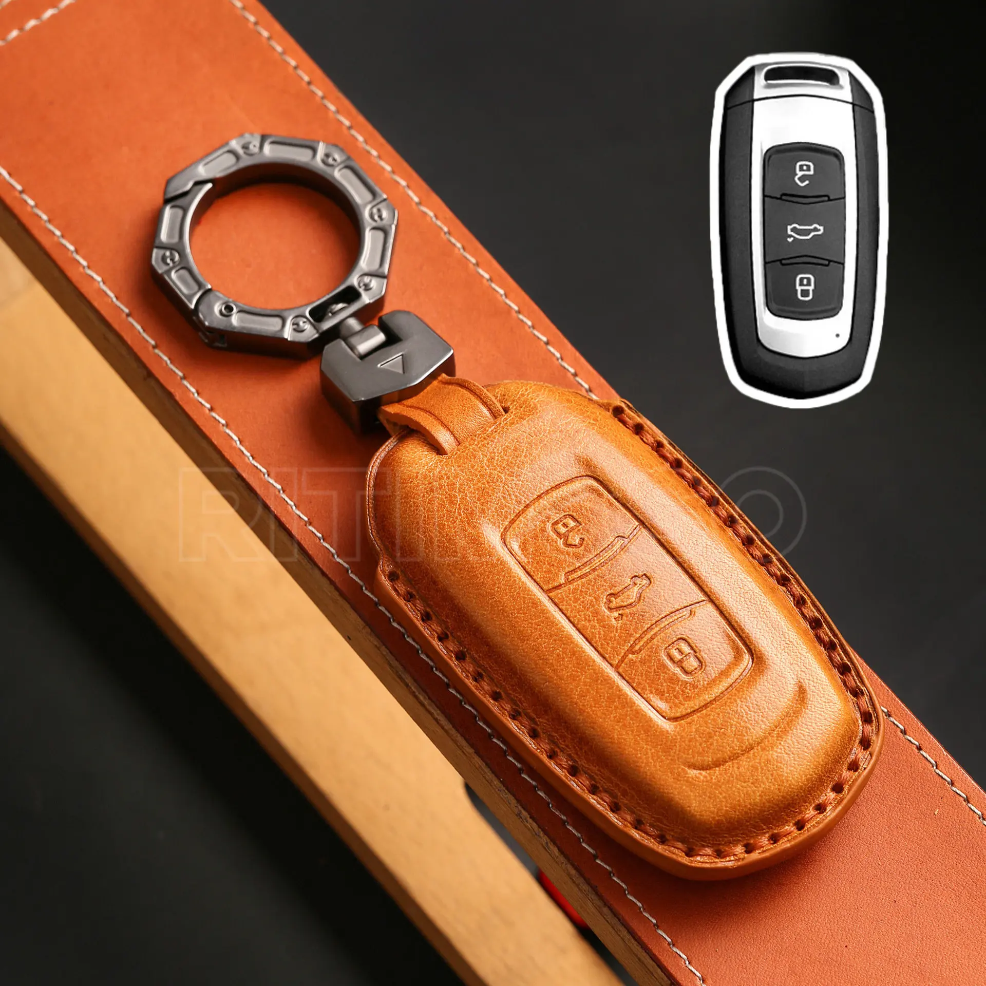 

Кожаный чехол для автомобильного ключа, чехол-брелок для телефона, аксессуары для автомобильного держателя Boyue NL3 EX7 SUV GT GC9 Emgrand X7 Borui