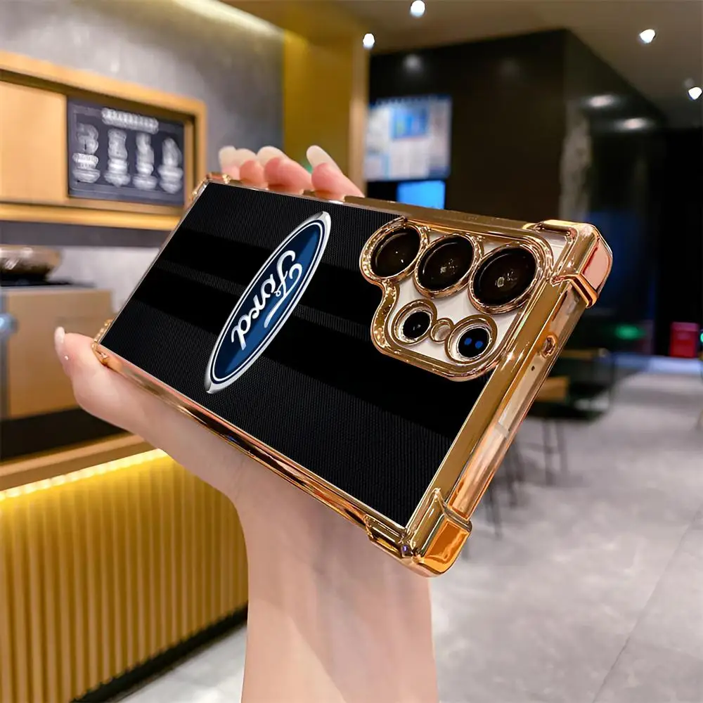 Бренд F-Ford Car Logo RASTAR Чехол для телефона с блестками против падения Samsung S25 S24 Ultra 23 Fe 22
