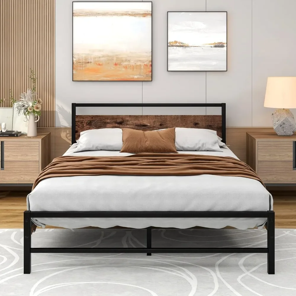 Полноразмерная черная металлическая оправа для кровати в винтажном стиле