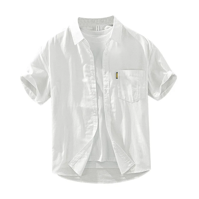 Рубашка мужская повседневная из ткани Оксфорд модная однотонная простая Базовая