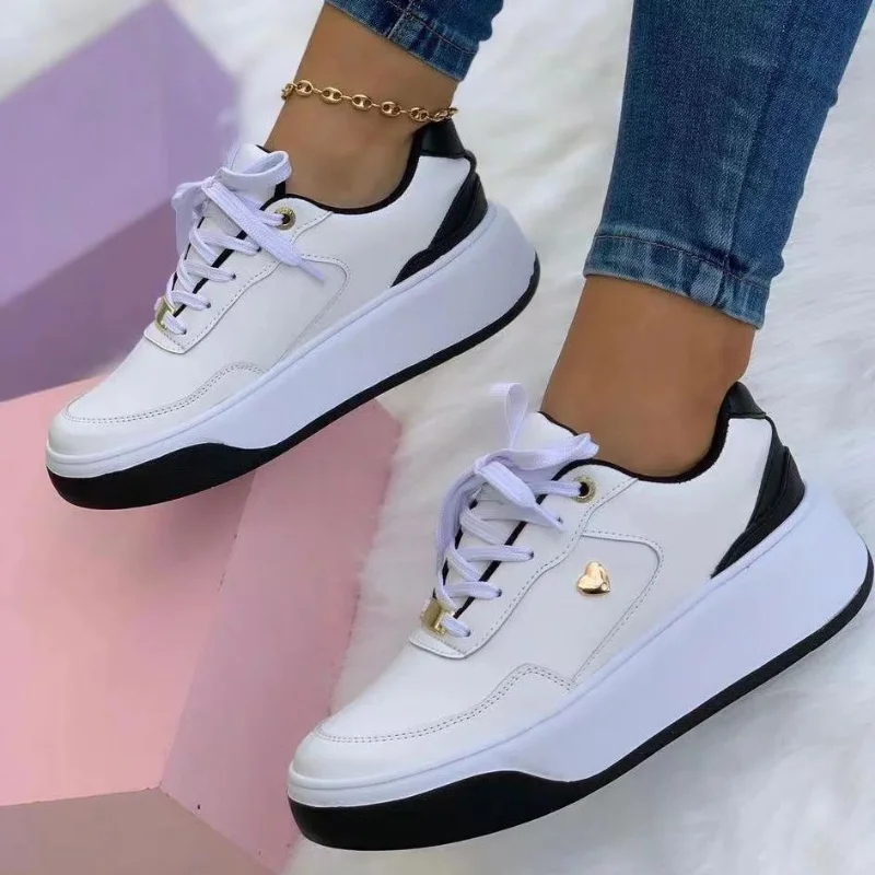 

Spring 2023 New Women's Shoes Platform Laces Small White Low-top Casual Shoes Large