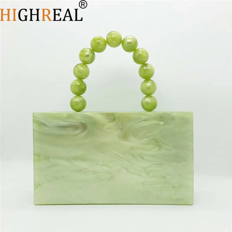 

Beaded Handle Acrylic Clutch Pearl HandBags Women Evening Bag Wedding Wallets Party Prom Purses Free Shipping Dropshipping