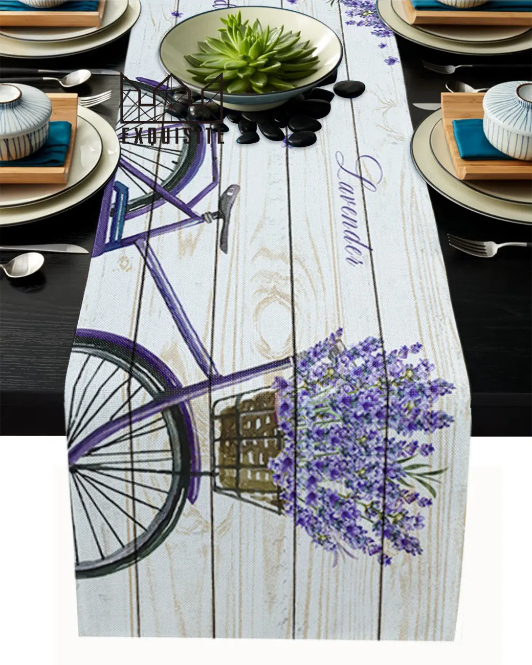 

Велосипедный кофейный столик цвета лаванды с отделкой под дерево, украшение для обеденного стола, Свадебный декор, настольные дорожки совр...