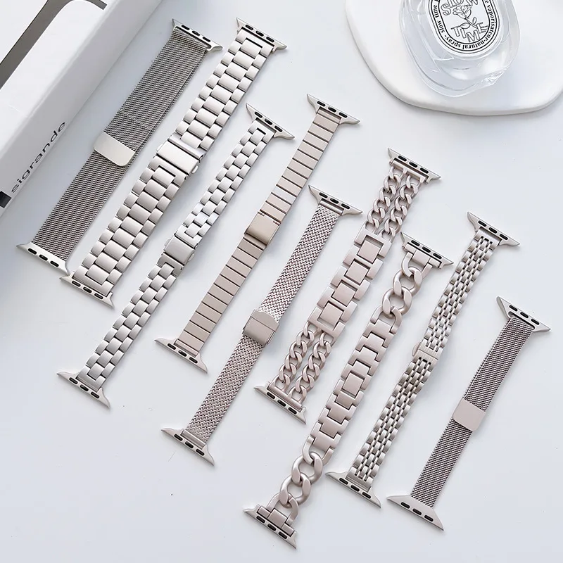 

Ремешок Женский из нержавеющей стали для Apple Watch Band 8 7 6 3 5 se, роскошный браслет для iWatch Ultra 49 мм 45 мм 42 мм 44 мм
