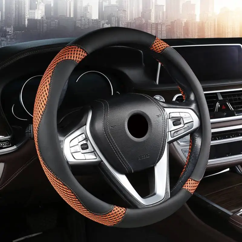 

Car Steering Wheel Cover Silk Leather Handle Case Four Seasons Universal Anti-skid Protective Interior Decoration Accessories