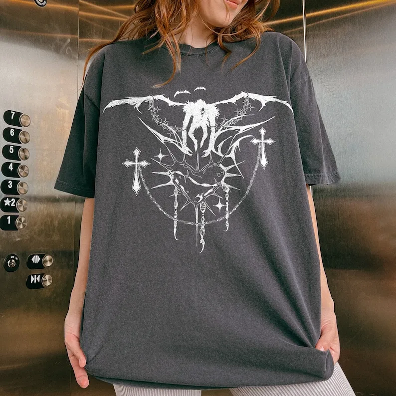 Ryuk Death Cybersigilism y2k Y2K grunge Grunge aesthetic death note gothic tshirt anime vintage streetwear